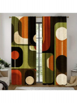 Retro abstraktne Curta geomeetriline ringitr&uuml;kk oranži ja rohelisega elutuppa, magamistuppa, akna k&uuml;lge, keskmise sajandi sisustus 53x116cm 2pc21x46in