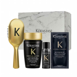 Kerastase Black Diamond &Scaron;ampoon ja Juuksehooldus Reisipakend, Niisutav, Toitev, Aroomikas Puhastus, +++&Otilde;hupadjakamm+Kinkekarp 80ml+15ml+10ml must