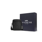 COACH Sullivan karedast nahast ja kaetud l&otilde;uendist &otilde;lakott, Crossbody kott V&auml;ike Meeste Must Gift Box Set (Basic Set + Black Gift Box) must