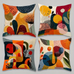 4-osaline kaasaegne abstraktne geomeetriline dekoratiivpadja kate pehmest kangast sobib diivanile voodile masinpestav t&auml;idis ei kuulu komplekti Linen 18*18(CM)-4Pcs