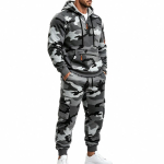 Meeste S Camouflage Kapuutsiga Treening&uuml;likond Kaheosaline Komplekt Fliisvoodriga S&uuml;gis XXXL hall