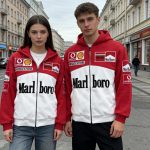 Marlboro Tikitud Patchwork Huppar Unisex Kvaliteetne Puuvillasegu Dressipluus Streetwear Jalgrattas&otilde;it Medium black