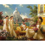 5D teemantmaaliga pruut ja pruutneitsi ristpistes tikkimisega seinakleebis K&auml;sit&ouml;&ouml; 20X30CM