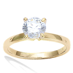 Solitaire Plaqu&eacute; Or 'Unique' blanc dor&eacute; - 7 mm 50 kuld