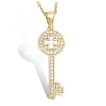 Les Tr&eacute;sors De Lily [L1807] - kullatud ripats 'Cl&eacute; de la Chance' (ristik) valge kuld - 35x10 mm kuld