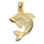 Les Tr&eacute;sors De Lily [L4387] - Pendentif Plaqu&eacute; Or 'Dauphins' blanc dor&eacute; - 15x15 mm kuld