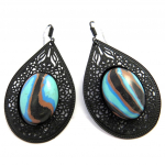 Les Tr&eacute;sors De Lily [M7817] - Boucles Cr&eacute;ateur 'Kilimanjaro' bleu noir mitmev&auml;rviline