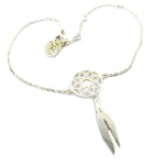 7bis [P8270] - Bracelet artisanal 'Boho' argent&eacute; (dreamcatcher) -  32x12 mm h&otilde;be