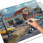 5D DIY Teemanttikandid T&auml;navakivist pilt Teemantmaaling Linn maastik Ristpistes Mosaiik Kodukaunistus Full Round 20X30CM