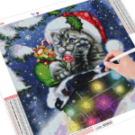 Teemantmaal T&auml;isruudukujuline j&otilde;ulukass Teemanttikandid Talvine mosaiikm&uuml;&uuml;k Loomade n&auml;put&ouml;&ouml; Kodukaunistus Full Round （30x30CM）