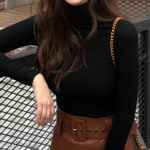 Naiste moe alumine kaelusega kampsun, naiste stiilne, lihtsad pulloverid, liibuvad kudumid L must