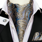 Hi-Tie Men Business Cravat Silk Ascot sallid Paisley lipsu komplekt meestele taskur&auml;ti mansetin&ouml;&ouml;pide komplekt AS-1040