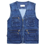 Outdoor Vintage Oversize Plus Size V-kaelus Classic Retro Denim Suvised T&ouml;&ouml;vestid Meeste Kombinesoonid Meeste T&ouml;&ouml;mantel Varrukateta jakk meestele XL sinine