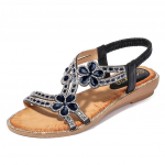 Bohemia Summer Women Ladies Bling Flower Crystal lamedad sandaalid Ranna vabaajajalatsid 41 must