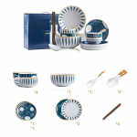 N&otilde;udekomplekt 18 t&uuml;kki Keraamilised s&ouml;&ouml;gipulgad N&otilde;ud Lauan&otilde;ud Riisikausid Loomingulised majapidamisn&otilde;uded T&auml;iskomplekt