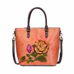 Johnature k&auml;sitsi valmistatud reljeefne k&auml;ekott Retro lehma nahast naiste kott &auml;mbrikott Suure mahutavusega &otilde;lakottid pruun