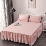 4 suuruse volangidega voodiseelik &uuml;hev&auml;rviline elastne voodiseelik 3-poolne &uuml;mberringi mikrokiust eemaldatav voodirihma seelik kodutekstiili tolmust volangidega voodi seelik 180*200+40cm roosa