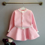 T&uuml;drukute kleit Houndstooth seelik Kootud seelik Laste kaheosaline &uuml;likond 110cm roosa