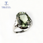 10 ct looduslikust rohelisest amet&uuml;stist v&auml;&auml;riskivist suur s&otilde;rmus, naturaalsest Brasiilia v&auml;&auml;riskivist ehted 925 h&otilde;bedast peened naiste ehted us ring size 7# roheline