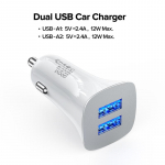 QOOVI 2.4A Mini Dual USB autolaadija auto kiirlaadimine universaalne mobiiltelefon GPS DVR kaamera autolaadija tahvelarvuti GPS Huawei Xiaomi Samsung iPhone 11 X 8 car cahrger valge