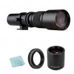 Kaamera superteleobjektiiv 500 mm F/8.0-32 k&auml;sitsi suumiga T-kinnitus + 2X 500 mm telekonverteri objektiiv + must