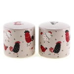 Les Tr&eacute;sors De Lily [A1918] &ndash; Paprika ja soola komplekt 'Poules' taupe red - iga&uuml;ks 53x50 mm punane