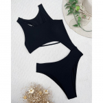 Seksikas as&uuml;mmeetriline k&otilde;huga v&auml;ljal&otilde;igatud naiste ujumisriided &uuml;hes t&uuml;kis naiste ujumistrikoo k&otilde;rge l&otilde;ikega polsterdatud supelkost&uuml;&uuml;m naiste ujumisriided S must