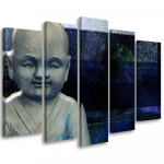 Viieosalise pildiga l&otilde;uendiprint Buddha Feng Shui meditatsioon 100x70 sinine