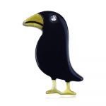 Blucome Crow pross Must Paint Bird K&auml;sitsi valmistatud Arcylic Prossid Meeste Naiste &Uuml;likonnad Kleit M&uuml;ts Krae Pross Pins Looma Sall Lukk must