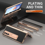 Anti-shock karastatud klaasist nahast &uuml;mbris Samsung Galaxy Z Fold4 Fold 4 5g Fold3 Fold2 Fold 3 2 Kickstand mobiiltelefoni kate for Samsung Z Fold 3 roheline