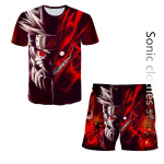 Suvine anime Naruto T-s&auml;rk meeste vabaaja komplekt Brand Boys T-s&auml;rk l&uuml;hikeste varrukatega + l&uuml;hikesed p&uuml;ksid &uuml;lisuured 3D printimine lastele kaheosaline komplekt 130