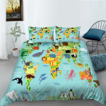 3D World Map voodipesukomplekt k&otilde;rglahutusega digiprindiga udusulgedega tekikott padjap&uuml;&uuml;r 2 v&otilde;i 3 t&uuml;kki AU180 * 210 t&auml;issuuruses kodukaunistus Baby 100x135cm