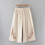 Mood suvised naiste laia s&auml;&auml;rega p&uuml;ksid sirge varrukaga k&otilde;rge v&ouml;&ouml;kohaga vaba vabaaja massiivne tikandid pingutusn&ouml;&ouml;riga tasku puuvillased p&uuml;ksid M aprikoosi