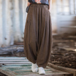 Johnature naiste vintage Ramie Bloomers p&uuml;ksid elastne v&ouml;&ouml;koht &uuml;hev&auml;rvilised lahtised kevadised lapit&ouml;&ouml;d naiste pikad p&uuml;ksid One Size kohv