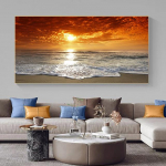 Ilus rand Sinine merevaade Merevaade l&otilde;uend Maastikumaal plakatid ja tr&uuml;kised Moodne seinakunst Pildid Kodukaunistus Ilma raamita 20cm&times;40cm No Frame