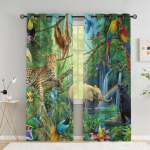 Metsloomade aknakardinad Tiger Lion Pimendavad kardinad elutoa kardinatele K&otilde;rge varjutus (70&ndash;90 %)2 paneeli W80 X H183cm X 2