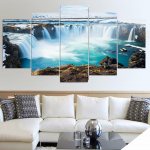 5 paneeli Island Godafossi juga Maastik L&otilde;uend Maalimine Plakatid ja tr&uuml;kised Seinakunst Pildid Ruumi Kodukaunistus Ilma raamita 20x35cm*2 20x45cm*2 20x55cm*1