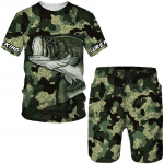 Camo Animal Fish 3D Prindiga Meeste s&auml;rgid/l&uuml;hikesed p&uuml;ksid/&uuml;likonnad Harajuku mood T-s&auml;rgid Komplekt vaba&otilde;hu matkamine matkamine spordir&otilde;ivad varustus S