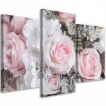 Kolmeosalise pildiga l&otilde;uenditr&uuml;kk Pink Roses Flower Nature 60x40 roosa