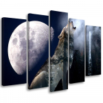 Viieosaline pildil&otilde;uenditr&uuml;kk Wolf Nature Moon Udu 100x70 hall v&auml;rv