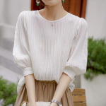 Suvine lahtine O-kaelusega s&auml;rk Magusad naiste topid Prantsuse vabaaja pluus Moodne naiste s&auml;rgitopsid Chic Blusas Elegant 27869 S orion i v&auml;rv