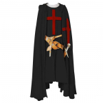 Halloweeni keskaegse r&uuml;&uuml;tli keep ja tuunika templari kapuutsiga m&uuml;ts ristis&otilde;dija keep/tuunika kost&uuml;&uuml;mid cosplay SCA | S must