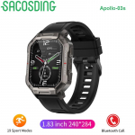 SACOSDING Apollo-03s meeste nutikell fitnessi j&auml;lgija Bluetoothi ​​k&otilde;ne s&otilde;jav&auml;e nutikell v&auml;lispordi digikellad must