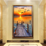 5D isetehtud teemantmaal, maastik tikandid mosaiikkunst Pilt kividest kaunistus kingitus Full Round 30x40cm