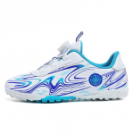 Jalgpallijalatsid suvised laste p&ouml;&ouml;rlevad n&ouml;&ouml;bid, kummist p&otilde;hjaga l&uuml;hikesed naelad, kunstmuru treenimiseks m&otilde;eldud jalgpallisaapad 28 valge/sinine