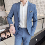 (Jope + p&uuml;ksid )Mood Tuxedo Meeste vabaaja &uuml;likonnad Sinine Must Slim Fit Meeste &Auml;ri banketi&uuml;likonnad Komplekt Bleiserid Suures suuruses 3xl 4xl Asia XL 64-69kg sinine