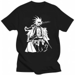 2023 100% puuvillane l&uuml;hikeste varrukatega kapten Zaraki Kenpachi T-s&auml;rk Bleach Anime Jaapani kanji Word POWER Unisex tees&auml;rk 2XL