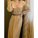 S&uuml;gis- ja talvine naiste kampsun Kleit &Otilde;rn pikk kootud kleit Vintage Twist alumine kampsun One Size beež