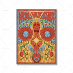 Rahuhipi pilt Seinakunst L&otilde;uendmaal Retro Naised T&uuml;drukud V&otilde;imsad 70ndate plakatitr&uuml;kk Vintage Boho lilled Pildid Kodukaunistus 21x30cm No Frame