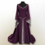 Moodne naiste pikkade varrukatega keskaegne renessansiaegne pikk kleit vabaaja naiste t&uuml;drukute v&otilde;lur Cosplay riided XXXXL lilla